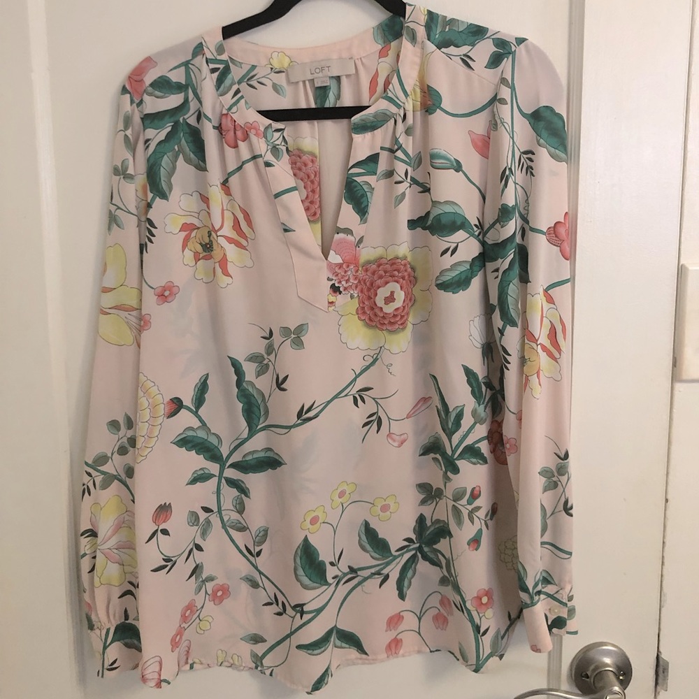 LOFT Dusty Pink Vintage Floral Blouse